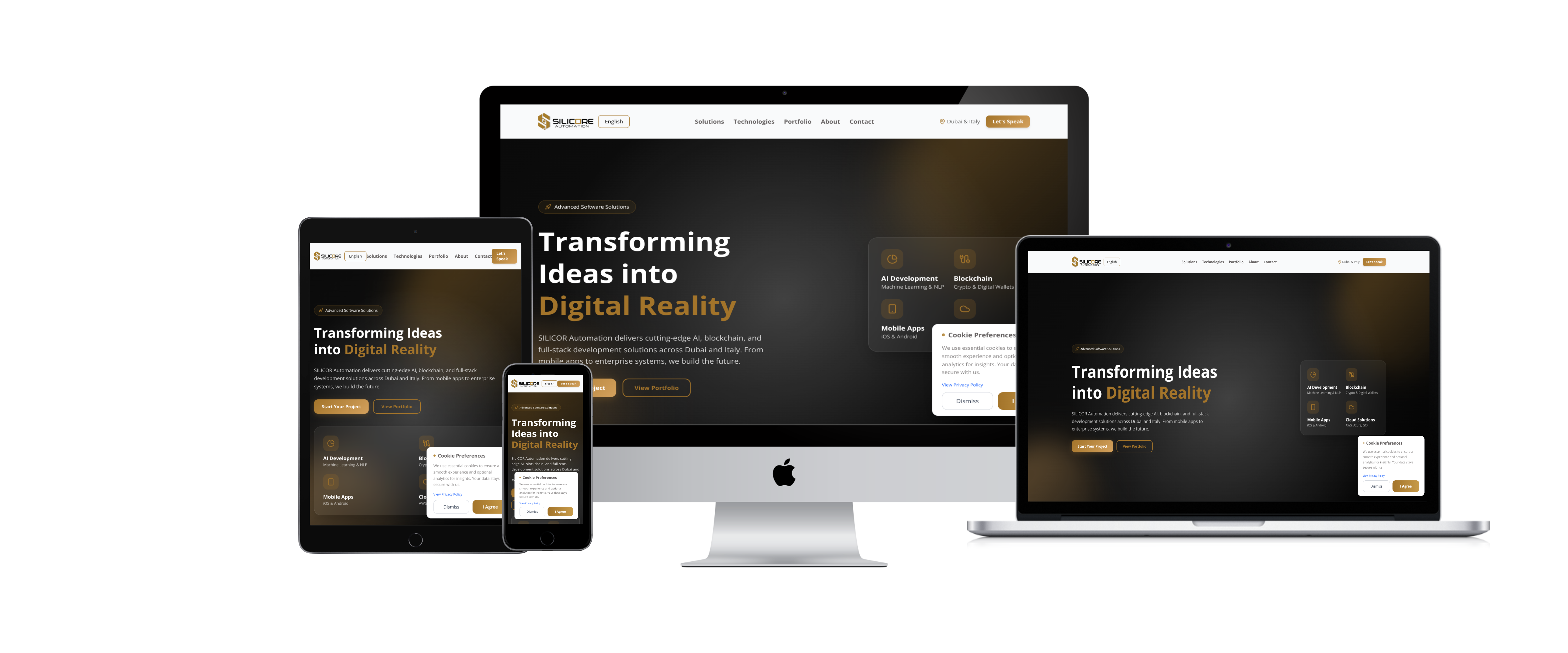 Silicore Automation - Professional web application screenshot showcasing Next.js 15, TypeScript, Shadcn UI, i18n development